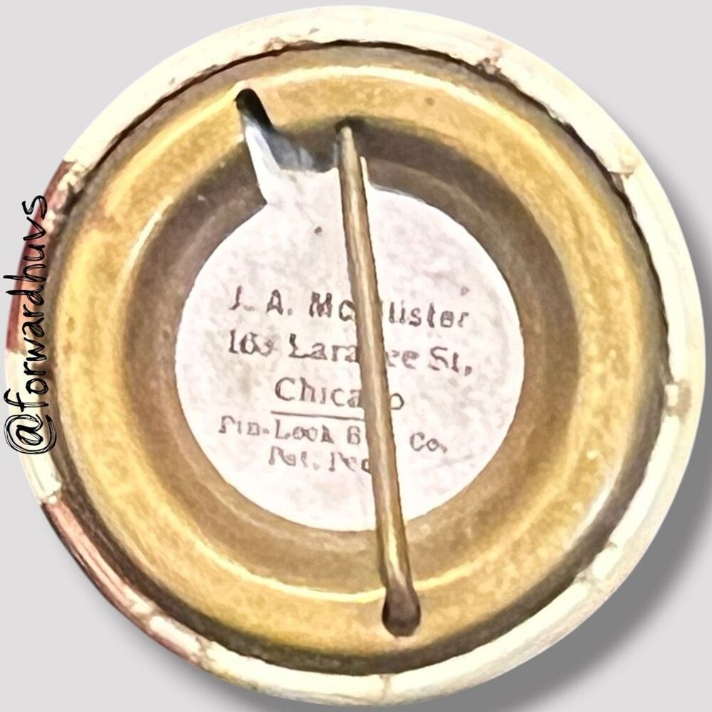 Antique Sepia Portrait Button J.A. Mcallister / Pinlock Button Co. Chicagone View 5